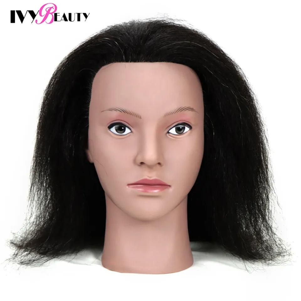 Mannequin Head with 100% Human Hair Manikin Head with Afro Curly Hair for  Braiding Doll Head for Hair Styling Practice Head Cosmetology Manican Heads