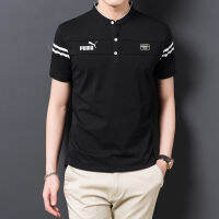 top●Men Print Stripe Cotton Business Casual Formal Short T-shirts Sleeve Polo Shirts