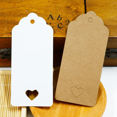 100pcs Blank Kraft Paper Tags WhiteBrown Hollowed Heart Handmade Lables For Wedding Birthday Party Gift Decorating Hang Tags