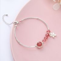 [COD] Qiaoen factory direct selling natural strawberry crystal bracelet female s925 version pink