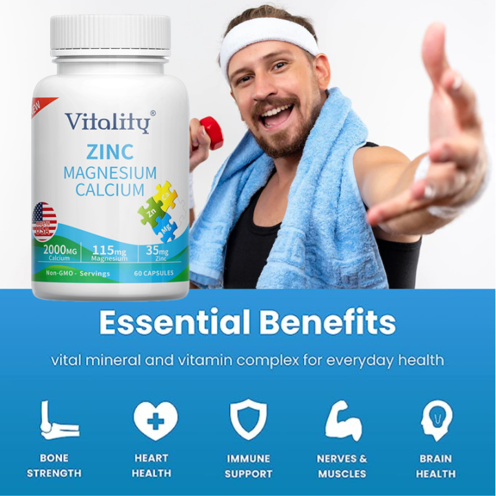 Calcium Magnesium Zinc Capsules, Immunity and Support Bone Health, Vitamin D Calcium Magnesium