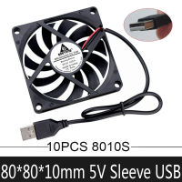 10 Pieceslot Gdstime 80mm USB 5V 80mmx80mmx10mm 8cm 8010 PC Brushless Axial DC Cooling Cooler Fan