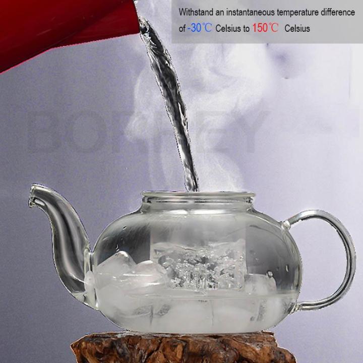 borrey-ชุดน้ำชากังฟูถ้วยกาน้ำชาที่กรองชาแก้วทนความร้อนได้ชุดแก้วชากาน้ำชาแบบเตาแก๊ส