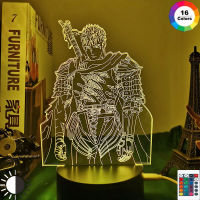 Anime Led Light Berserk Guts Figure for Bedroom Decorative Night Light Birthday Gift Kids Room 3d Table Lamp Manga Berserk