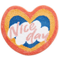 Fluffy Colorful Entrance Carpet Heart Shape Bathroom Rug Area Floor Pad Tub Side Mat Doormat Aesthetic Home Room Decor 60x65cm