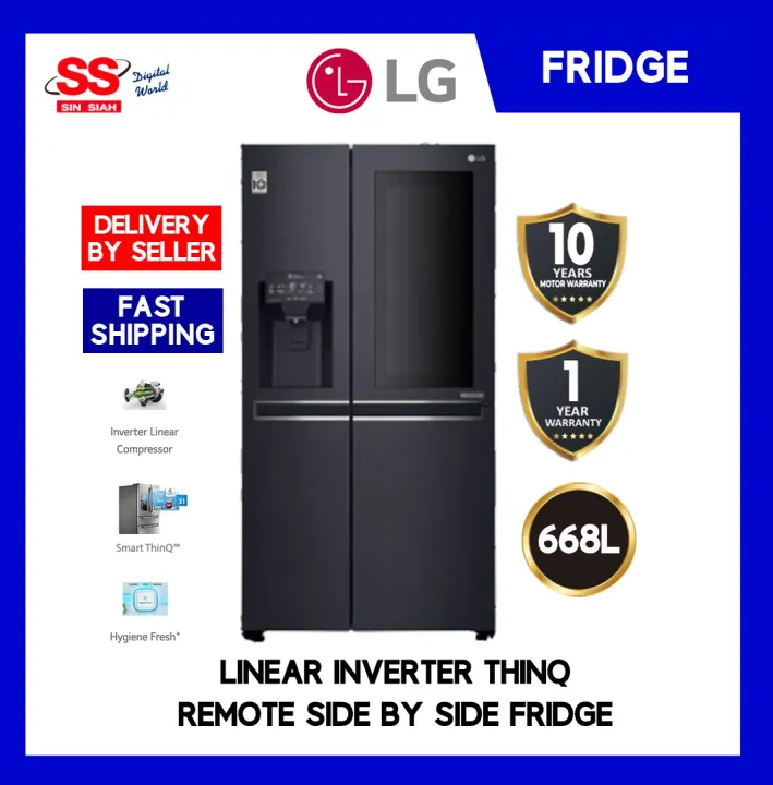 DELIVERY BY SELLER 】LG 668L Gross GCX247CKAV BLACK Instaview Door In