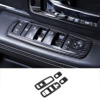 Window Lift Switch Cover Interior Button Trim For Dodge RAM 2010-2017/Charger Durango 2011-2021, ABS Carbon Fiber