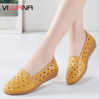 VIWANA รองเท้าส้นเตี้ยผู้หญิงนุ่มหนังแท้ Sole Cal รองเท้าสีขาวสุภาพสตรี Loafers สไตล์เกาหลี Slip บนรองเท้าผู้หญิง