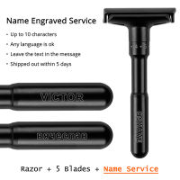 QShave Black Adjustable Safety Razor Classic Stand Safety Razor Men Shaving 5 Gift Blades Make It Personal