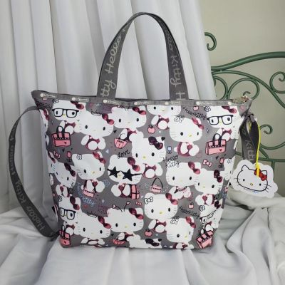 Lesportsac การ์ตูนแมวพิมพ์ผู้หญิงกระเป๋า Messenger กระเป๋าถือกันน้ำ Casual Tote กระเป๋ากระเป๋าแม่ 4360