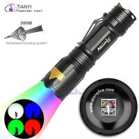 Mini flashlight with 4 color light source WRGB multi-function retractable focusing household aluminum alloy strong light Rechargeable  Flashlights