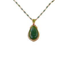 Bamboo Section Jasper Water Drop Pendant Necklace Female Imitation Hetian Jade Fashion Atmosphere Pendant Girl Necklace
