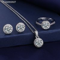 ❂ Solitaire Lab Diamond Jewelry set 925 Sterling Silver Party Wedding Rings Earrings Necklace For Women Bridal Moissanite Jewelry