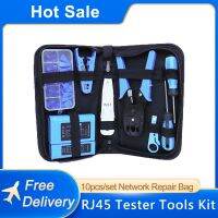 TEROW 10ชิ้นเซ็ตเครือข่าย RJ45ซ่อมเครื่องมือชุด Ethernet LAN Cable Tester Crimping คีมสำหรับ RJ45RJ11RJ12CAT6Cat5e