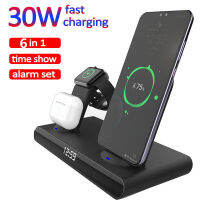 6 In 1 30W Wireless Charger สำหรับ 13 12 Pro Max X Samsung Fast Chargers สำหรับ 6 SE Pro 2 3 Charger Holder