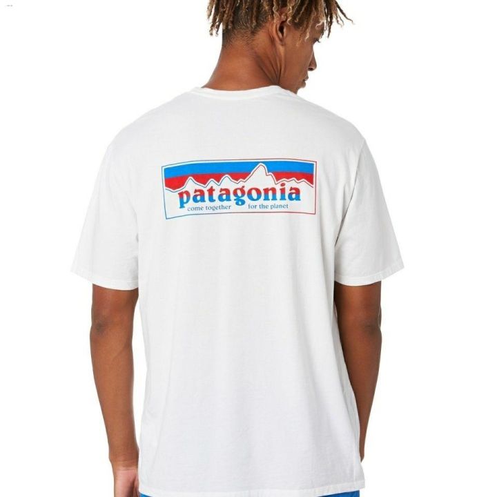 เปียโนผู้ชาย-มีสต๊อก-patagonia-patagonia-เปียโนชายเสื้อยืดโลโก้แขนสั้นผ้าฝ้ายระหว่างประเทศ