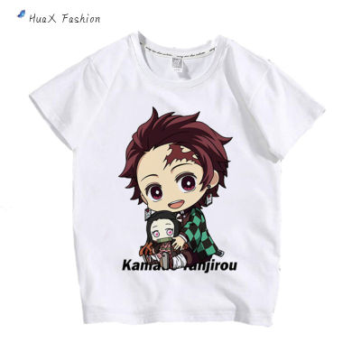 HuaX เด็กเสื้อยืดลายการ์ตูน Kimetsu ไม่มี Yaiba Kamado Tanjirou เด็กเสื้อฤดูร้อนสำหรับ4-10ปีเสื้อดาบพิฆาตอสูร