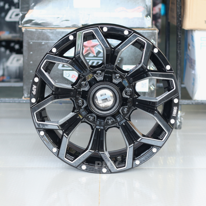 ล้อแม็กขอบ-16x8-5-6รูx139-7-et-0-cb-106-1-ยี่ห้อ-torq-รุ่น-hm6-bks-ล้อแม็กลายดอกไม้-ราคา2วง-ล้อแม็กขอบ-16-งานใหม่แท้100-torq-by-lenso-ราคาพิเศษสุดๆ-จำนวนจำกัด