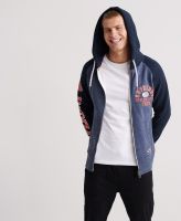 SUPERDRY TRACK &amp; FIELD ZIP HOOD - ฮู้ดดี้ เสื้อฮู้ดแบบมีซิป สำหรับผู้ชาย สี Creek Navy Grindle