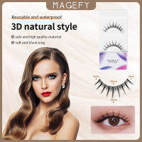 MAGEFY ขนตายาวธรรมชาติ1คู่ขนตานุ่มแต่งตา3D ขนตามิงค์ต่อขนตาแบบหนาขนตาแบบดัดลอนขนตาแบบหนาทนทานต่อขนตาแบบแฮนด์เมด