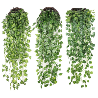 1pc Artificial Plant Vines Wall Hanging Rattan Leaves Branches Outdoor Garden Home Decoration Plastic Fake Silk Leaf Green Plant Ivy