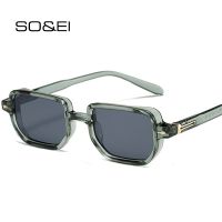 【CC】▤  SO EI Rectangle Rivets Men Punk Gradient Sunglasses Shades UV400 Fashion Glasses