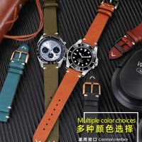 ✐❇ หนังวัวอิตาเลี่ยนสายนาฬิกาวินเทจสำหรับนาฬิกา Seiko PROSPEX Series SSC909P1 Tudor Omega สายนาฬิกาสีฟ้าสีน้ำตาล 20 มม. 22 มม.