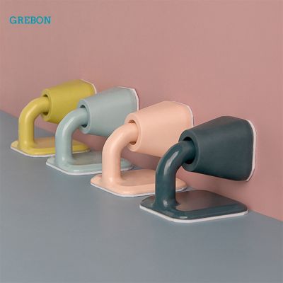 【cw】 Silicone Door Stopper Floor Holder Anti Collision Strip Rubber Doorstop Wedge 3m Double-Sided Tape Sticker ！