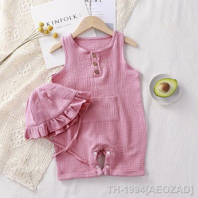 ❀♟﹊ Macacão recém-nascido com chapéu conjunto de roupas bebê macacão macacão bodysuit coreano rosa roupa kawaii para meninos e meninas verão 2023