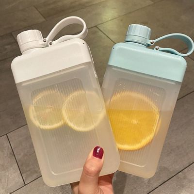 ZHUWNANA 450ML แบบพกพาได้ BPA Free กีฬากีฬากีฬา พลาสติกทำจากพลาสติก ขวดเครื่องดื่มน้ำ ขวดน้ำแบน แก้วน้ำผลไม้ถ้วย