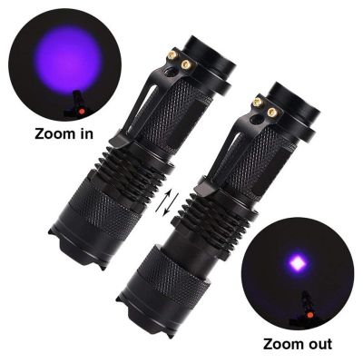 LED UV Flashlight Ultraviolet Torch With Zoom Function Mini UV Black Light Pet Urine Stains Detector Scorpion Hunting Rechargeable Flashlights