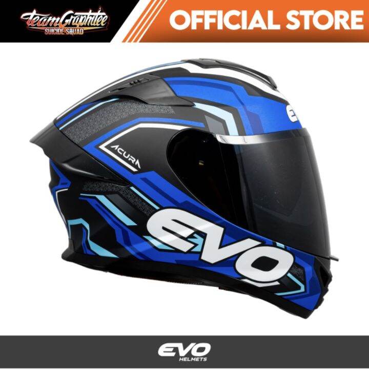 Evo Svx Acura Blue Full Face Dual Visor Helmet With Free Clear Lens Lazada Ph