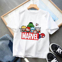 2023 NEWMarvel เด็กเสื้อยืดซูเปอร์ฮีโร่การ์ตูน Kawaii เด็กเสื้อผ้าลำลองเวนเจอร์สสาวเด็กเสื้อทีเด็กน้อยแฟชั่นท็อปส์