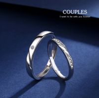 s925 Couples ring 37 แหวนคู่รักเงินแท้ ดีไซน์เรียบง่าย ประดับ Cubic Zirconia (CZ) ใส่สบาย เป็นมิตรกับผิว ปรับขนาดได้