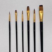 6Pcs/Pack Premium Artist Paint Brushes Set Flat and Round Tip Paintbrushes for Acrylic Watercolor Oil Canvas Hobby Craft Fabric Drawing Painting Suppl