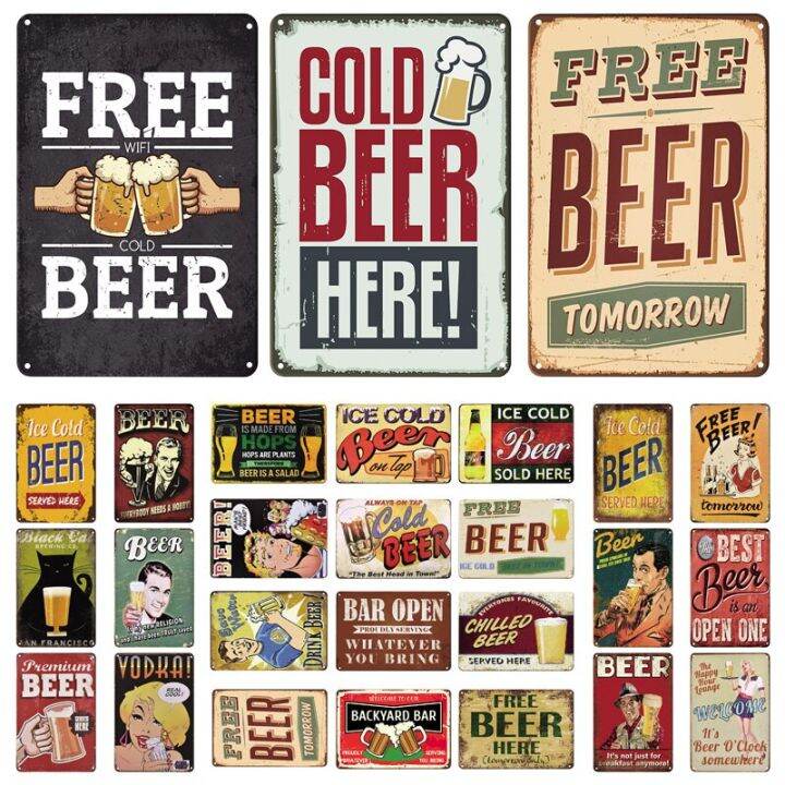 Retro hiasan plak Funny Beer Vintage Metal Sign Poster-tanda plat logam ...