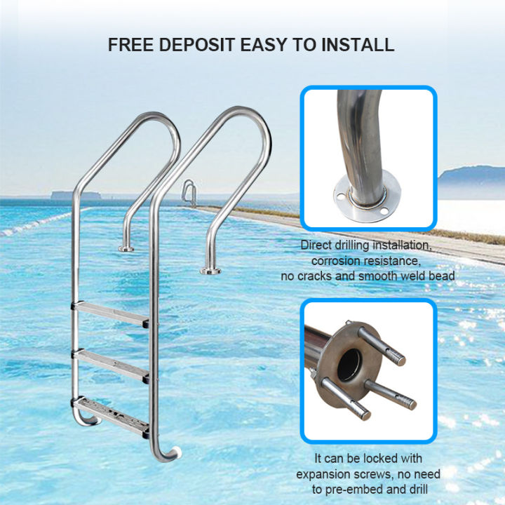 304 Stainless Steel swimming pools Ladder Steps for Swimming pools Non ...