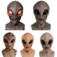 Halloween Full Head Latex Mask Creppy Extraterrestrial Doll Cosplay UFO Headgear M89E