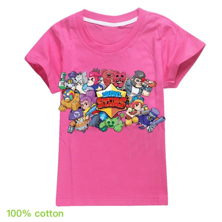 brawl-sta-rss-เสื้อยืดการ์ตูนแฟชั่นสำหรับเด็กชุดหน้าร้อนแขนสามส่วนเสื้อเสื้อยืดผ้าฝ้ายหวีเด็กผู้หญิง0000