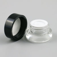 3g 3ml empty travel mini Clear glass cream jar pot can with black silver cap inner white seal make up cosmetic container 20pcs