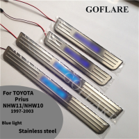 อุปกรณ์เสริมรถยนต์สำหรับ Toyota Prius NHW10 NHW11 1997-2002 2003แถบติดขอบประตู LED สติกเกอร์ป้องกันขอบแผ่นแสดงการต้อนรับ