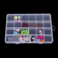 Hot Sale 24 Slots Adjustable Jewelry Storage Box Case Craft Organizer Beads Multi Grids Transparent Plastic Storage Box Portable