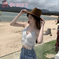 ⭐Grace‘s⭐?สายรัดขนาดเล็ก?เสื้อสตรีเซ็กซี่แบบสั้นเสื้อแขวนคอ  สปอร์ตบราตัวยาว เซ็กซี่  bikini ถัก