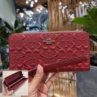 กระเป๋าสตางค์ใบยาว แท้พร้อมส่ง  COACH C7360 LONG ZIP AROUND WALLET IN SIGNATURE LEATHER กระเป๋าสตางค์กึ่งใบยาวคล้องมือ วัสดุหนังแท้