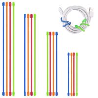 16PCS Bendable Rubber Cable Ties Reusable Silicone Cable Organizer for Indoor and Outdoor  4 Sizes(3inch  6inch  12inch  24inch) Cable Management