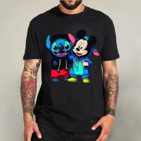 Mens Disney Mickey Mouse T-shirt Funny Lilo Stirch Print Shirt Mens Casual Short Sleeve Anime T-shirt