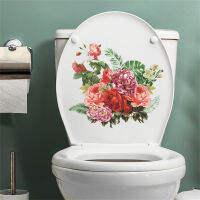 YS Peony Flower Toilet Stickers Self-adhesive Paintings Mural Wall Stickers For Bathroom Bedroom Decor