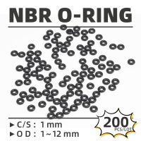 200 Buah/Lot Karet Hitam NBR CS 1Mm OD3/3.5/4/4.5/5/5.5/6/6.5/7/7.5/8/8.5/9/9. Gasket Cincin O 5/10/11/12Mm Tahan Minyak Tahan Air