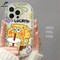 JieFie เคสโทรศัพท์การ์ตูน SpongeBob สำหรับ VIVO Y15S 2021 / Y15A น่ารัก Pie Star Drink ชานมสบู่ TPU กันกระแทกเคสโทรศัพท์