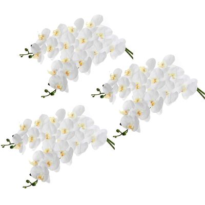 6Pcs 38Inch Artificial Real Contact Orchids Flowers 9Heads Latex Phalaenopsis Stems for DIY Wedding Centerpieces,Kitchen